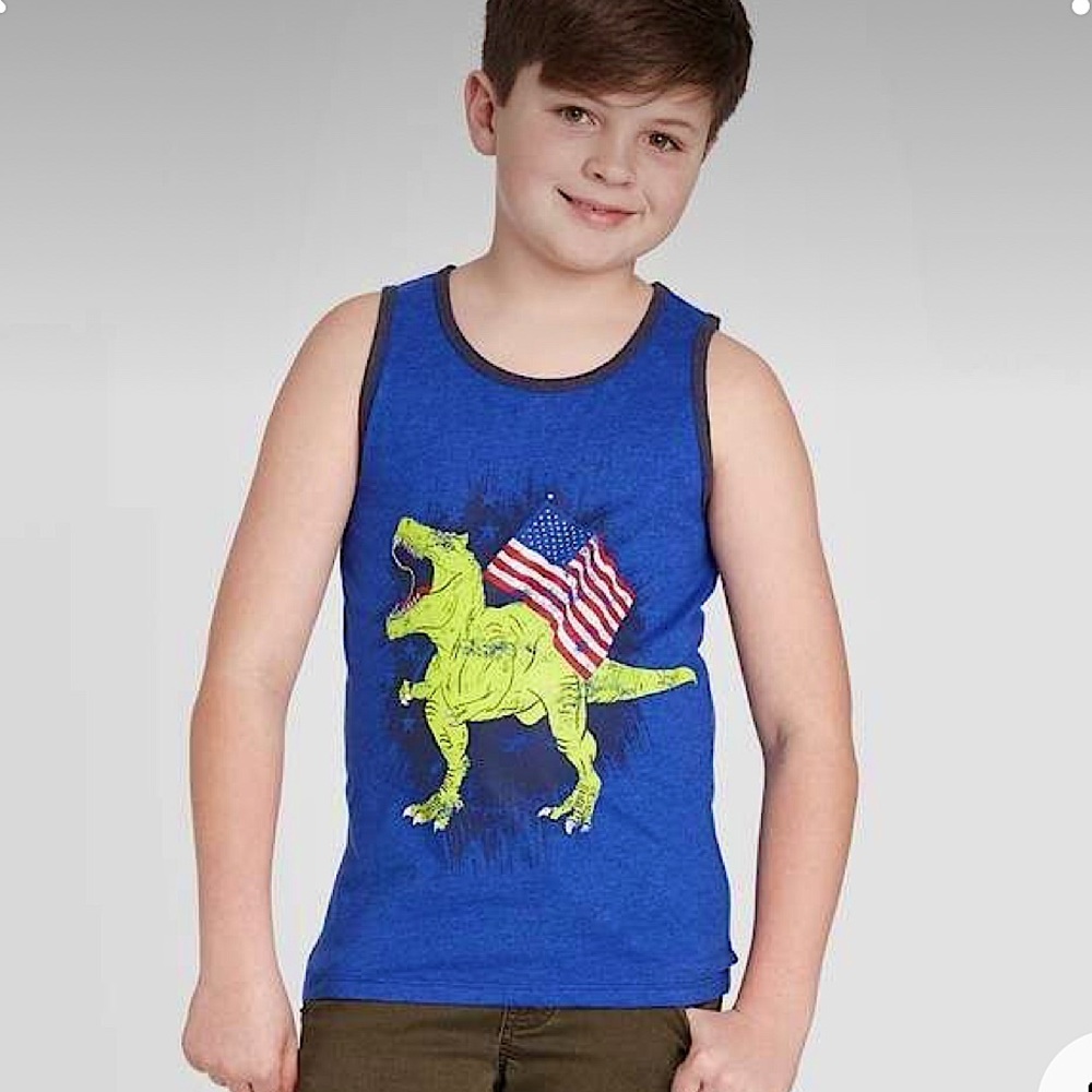 🟢3/$15 🦖 CAT & JACK Dinosaur Americana Tank | Size Small (6/7) 🇺🇸